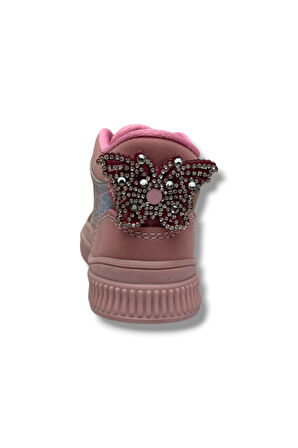 Arzen Bebe 650-26 Simli Deri Sıcak Astar Anatomik Çift Cırtlı Kız Çocuk Bot Pembe Renkli  22-25