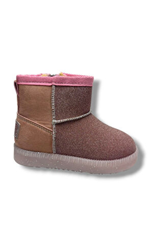 Arzen Bebe 630-26 Süet Simli Deri İçi Kürklü Işıklı Anatomik Kız Çocuk Bot 22-25