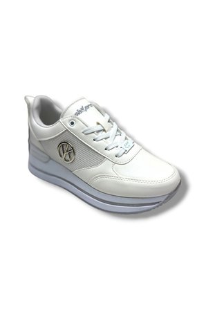 Wickers 2927-26 Cilt Deri Dolgu Topuklıu Anatomik Kadın Sneaker Beyaz Gri