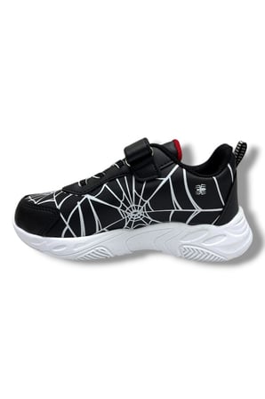 Cakgo 836-26 Deri Spiderman Baskılı Cırtlı Erkek Çocuk Sneaker Siyah Beyaz 31-35