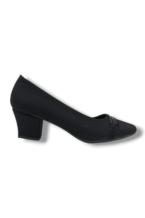 C-Shoes 7305-26 Mat Saten Bant Taşlı Kısa Kalın Topuk Kadın Ayakkabı