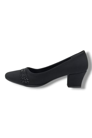 C-Shoes 7305-26 Mat Saten Bant Taşlı Kısa Kalın Topuk Kadın Ayakkabı