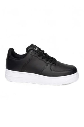 Best Of 042-26 Deri Anatomik Bağcıklı Erkek Sneaker Siyah Beyaz