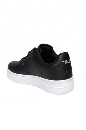 Best Of 042-26 Deri Anatomik Bağcıklı Erkek Sneaker Siyah Beyaz