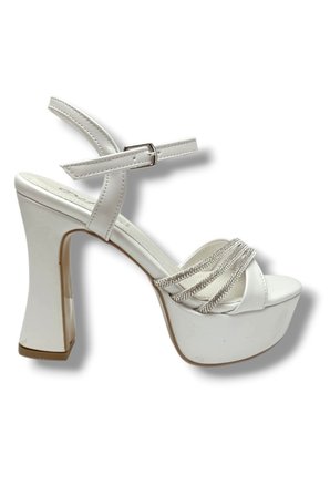 Defne 797-26 Sedefli Çapraz Taşlı 30mm Platform Topuk Kadın Sandalet(12cm)