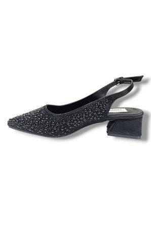 C-Shoes 2605-26 Saten İncili Taşlı Kare Topuk Arkası Açık Kadın Ayakkabı