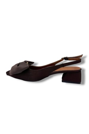 C-Shoes Mr151-26 Saten Tokalı Fiyonk Kısa Kare Topuk Arkası Açık Kadın Ayakkabı