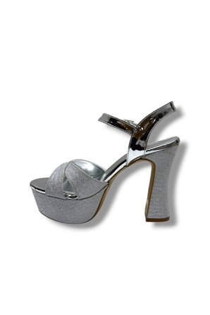 Defne 788-26 Simli Saten Çapraz Bant 30mm Platform Topuk Kadın Sandalet(12cm)