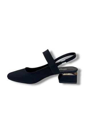 Defne 796-26 Süet Taşlı Fashion Toka Kısa Kare Topuk Arkası Açık Kadın Ayakkabı