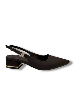 C-Shoes HK800-26 Süet Kısa Kare Topuk Arkası Açık Kadın Ayakkabı