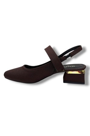 Defne 796-26 Süet Taşlı Fashion Toka Kısa Kare Topuk Arkası Açık Kadın Ayakkabı