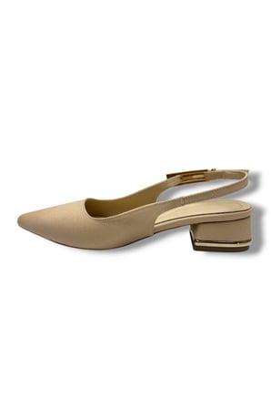 C-Shoes HK800-26 Süet Kısa Kare Topuk Arkası Açık Kadın Ayakkabı