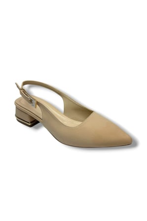 C-Shoes HK800-26 Süet Kısa Kare Topuk Arkası Açık Kadın Ayakkabı