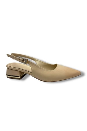 C-Shoes HK800-26 Süet Kısa Kare Topuk Arkası Açık Kadın Ayakkabı