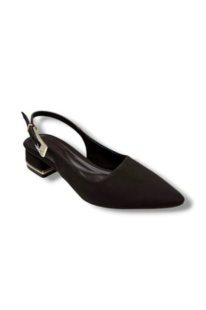 C-Shoes HK800-26 Süet Kısa Kare Topuk Arkası Açık Kadın Ayakkabı
