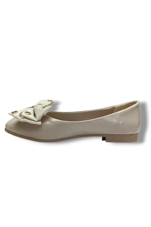 C-Shoes YS304-26 Kırışık Rugan Kapsüllü Saten Papyonlu Anatomik Kadın Babet