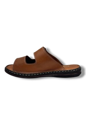 Cakgo 182-26 Hakiki Deri Ultra Soft Çift Bant Cırtlı Anatomik Erkek Terlik 40-47