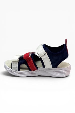 Arzen Bebe 230-26 3 Cırtlı Işıklı Anatomik Çocuk Sandalet Lacivert Beyaz Kırmızı 26-30