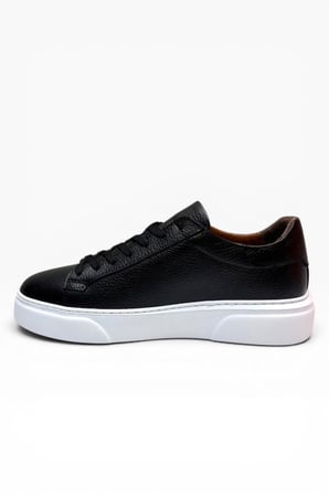 BRT LF-050-26 Hakiki Baskı Deri Anatomik Erkek Sneaker Siyah Beyaz