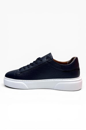 BRT LF-050-26 Hakiki Baskı Deri Anatomik Erkek Sneaker Lacivert Beyaz