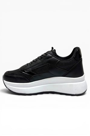 Alves 0846-26 Simli Cilt Deri Anatomik Taban Kadın Sneaker Siyah Beyaz 36-40