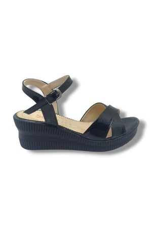 Selfie 4252-26 Rugan Çapraz Bant Dolgu Taban Fashion Kadın Sandalet(6cm)