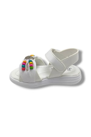 Butiqe 1810-26 Simli Renkli Boncuk Taşli Anatomik Kız Çocuk Sandalet 22-25