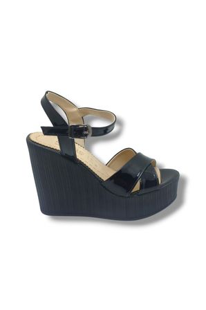 Selfie 4285-26 Rugan Çapraz Bant Yüksek Dolgu Taban Fashion Kadın Sandalet(11cm)