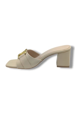 Ceylan Shoes 225-26 Cilt V Tokalı Kalın Topuk Kadın Terlik