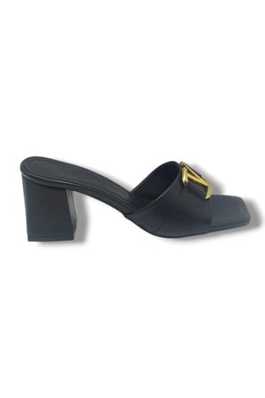 Ceylan Shoes 225-26 Cilt V Tokalı Kalın Topuk Kadın Terlik