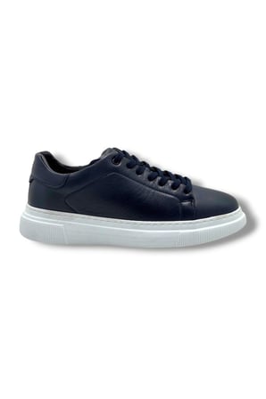 Cakgo 414-26 Hakiki Deri Anatomik Bağcıklı Erkek Sneaker Lacivert Beyaz
