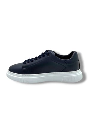 Cakgo 414-26 Hakiki Deri Anatomik Bağcıklı Erkek Sneaker Lacivert Beyaz