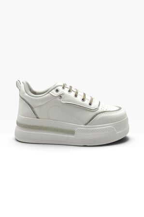 Flet 319-26 Cilt Deri Simli Gölgeli Anatomik Dolgu Taban Kadın Sneaker