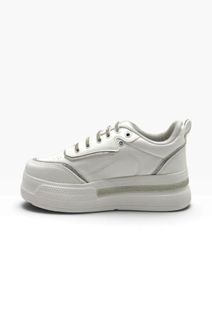 Flet 319-26 Cilt Deri Simli Gölgeli Anatomik Dolgu Taban Kadın Sneaker