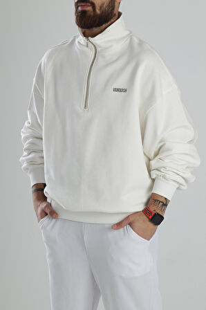 Oversize Beyaz Hoodie