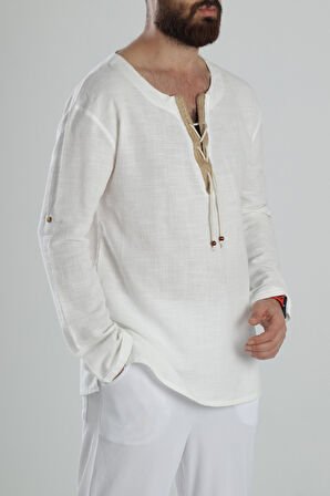 Tasarım İpli Beyaz T-Shirt