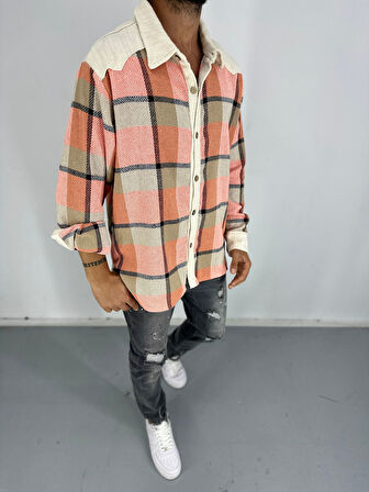 Buldan Kumaş Turuncu Ekose Gömlek