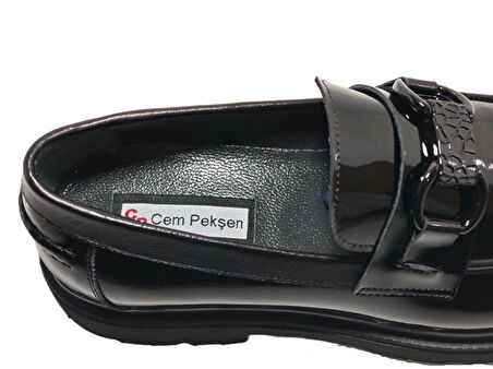 Cem Pekşen Blackheart 2545 Siyah Rugan Deri Erkek Günlük Casual Ayakkabı