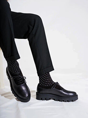 Tetri CL029 Edwin Model Gerçek Deri El Yapımı Erkek Siyah Casual Ayakkabı