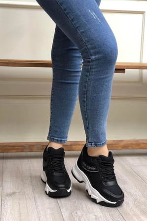 Flet 209 Siyah-Beyaz Kadın Spor Sneaker
