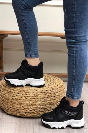 Flet 209 Siyah-Beyaz Kadın Spor Sneaker