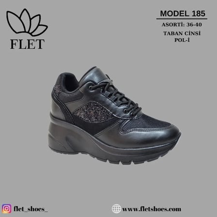 Flet 185 Siyah Kadın Spor Sneaker