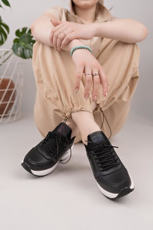 Flet 121 Siyah-Beyaz Kadın Spor Sneaker