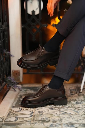 Tetri K600 Robin Model Hakiki Deri El Yapımı Kahverengi Casual Ayakkabı