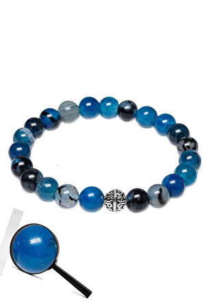 Sertifikalı Aaa Mavi Akik Taşı Doğal Taş Bileklik (gümüş Aparatlı)
