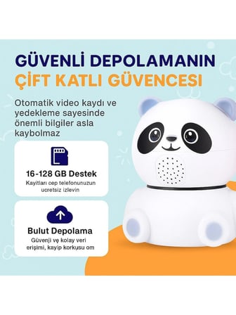 Cmr- 22 Panda Güvenlik Kamerası – 360° Dönüş, Gece Görüşü, Hareket Takipli, Çift Yönlü Ses