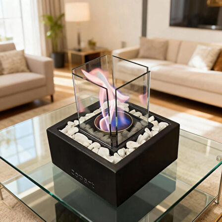 CopArt Quadrata Black Biyoetanol Masaüstü Şömine