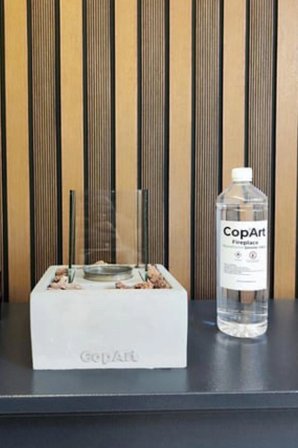 CopArt Quadrata Biyoetanol Masaüstü Şömine - 1 Lt Yakıt ve Dekoratif Taş Hediyeli