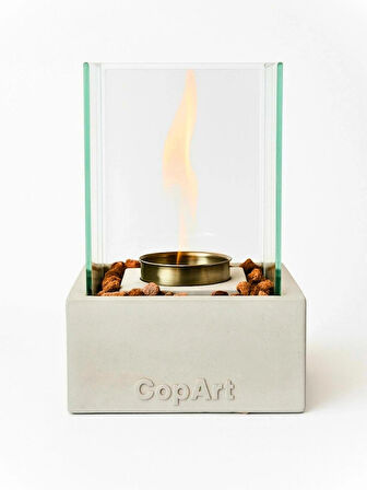 CopArt Quadrata Biyoetanol Masaüstü Şömine - 1 Lt Yakıt ve Dekoratif Taş Hediyeli