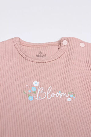 Bistyle Flying Bloom White Yarım Kol 2'li Body 17118 Ekru Gül Kurusu